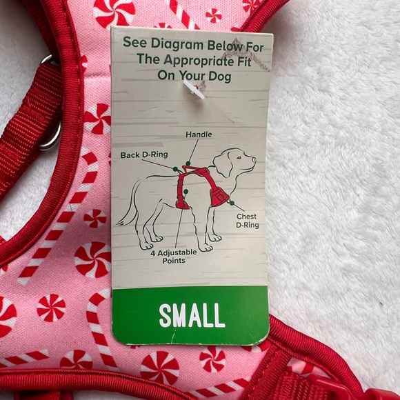 Festive Christmas Holiday Candy Cane Dog Harness Small Red - Picture 2 of 4